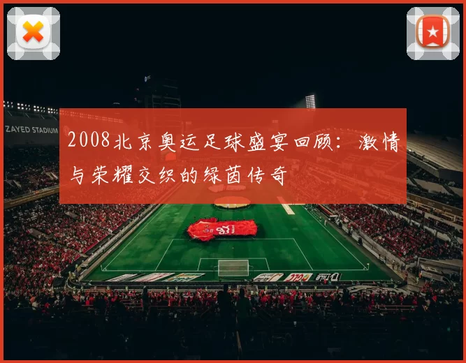 2008北京奥运足球盛宴回顾：激情与荣耀交织的绿茵传奇